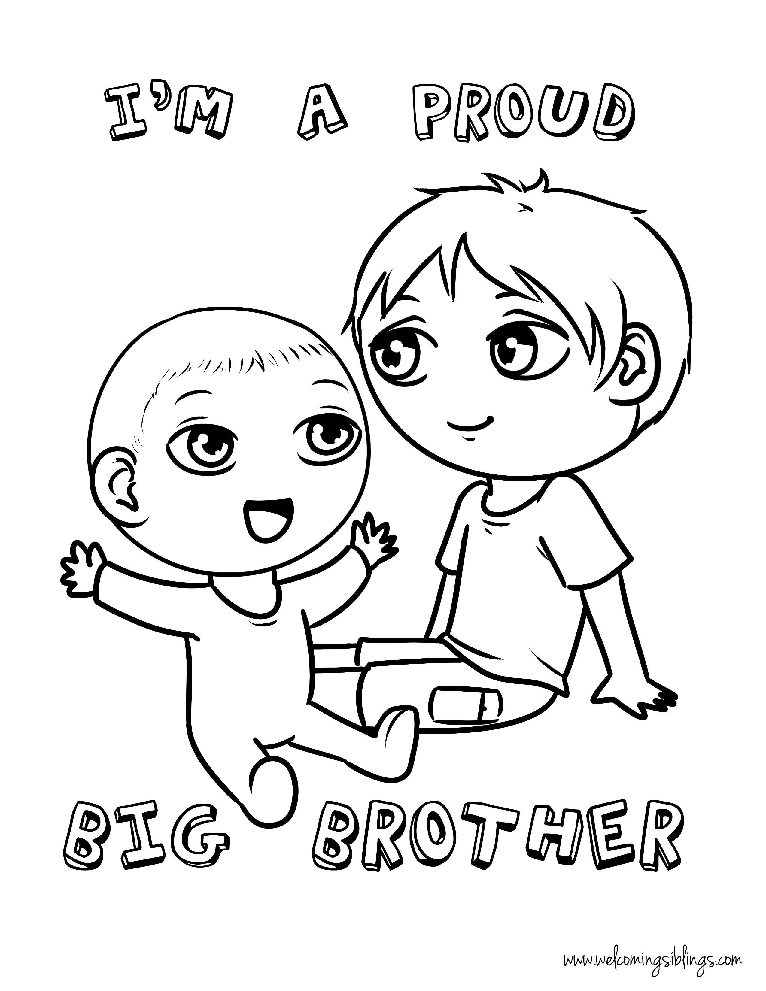 Free Big Brother Coloring Page Welcoming Siblings